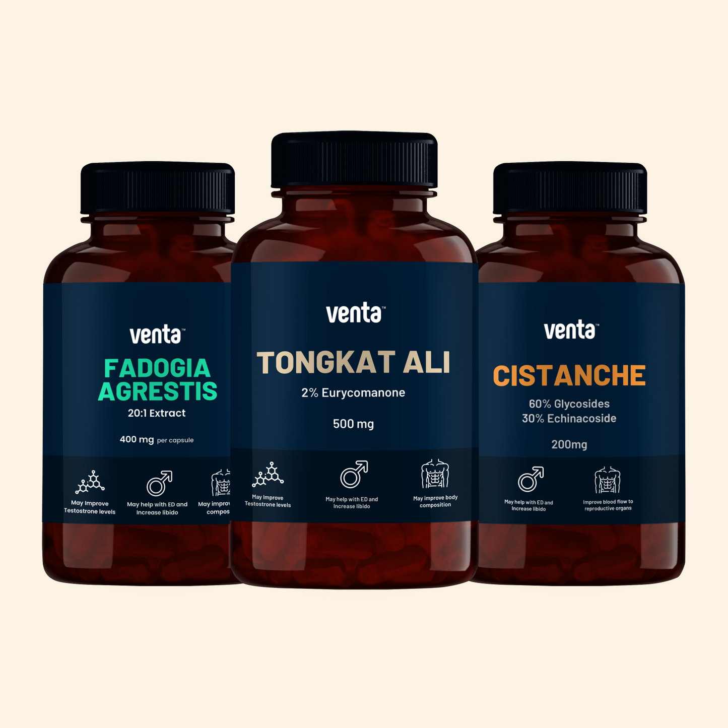 Triple T Bundle - Tongkat Ali, Fadogia Agrestis & Cistanche