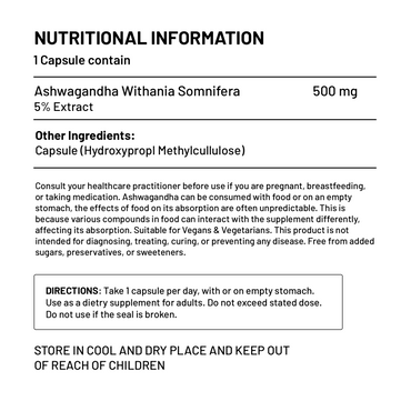 Ashwagandha Withania Somnifera Capsules 500mg