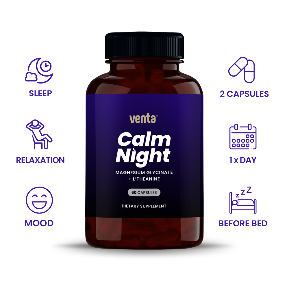 Calm Night - Sleep Support Capsules with Magnesium Glycinate & L-Theanine