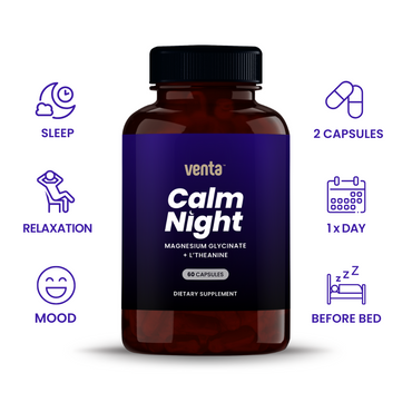 Calm Night - Sleep Support Capsules with Magnesium Glycinate & L-Theanine
