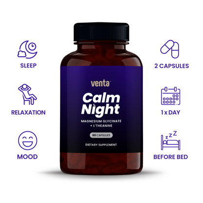 Calm Night - Sleep Support Capsules with Magnesium Glycinate & L-Theanine