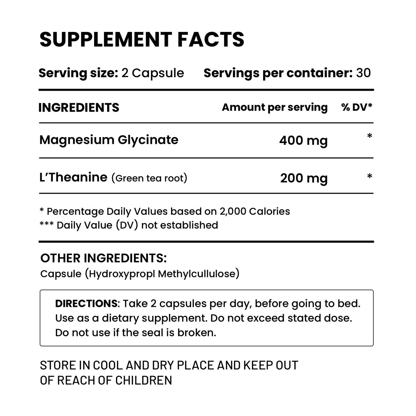 Calm Night - Sleep Support Capsules with Magnesium Glycinate & L-Theanine