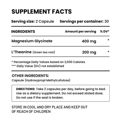 Calm Night - Sleep Support Capsules with Magnesium Glycinate & L-Theanine